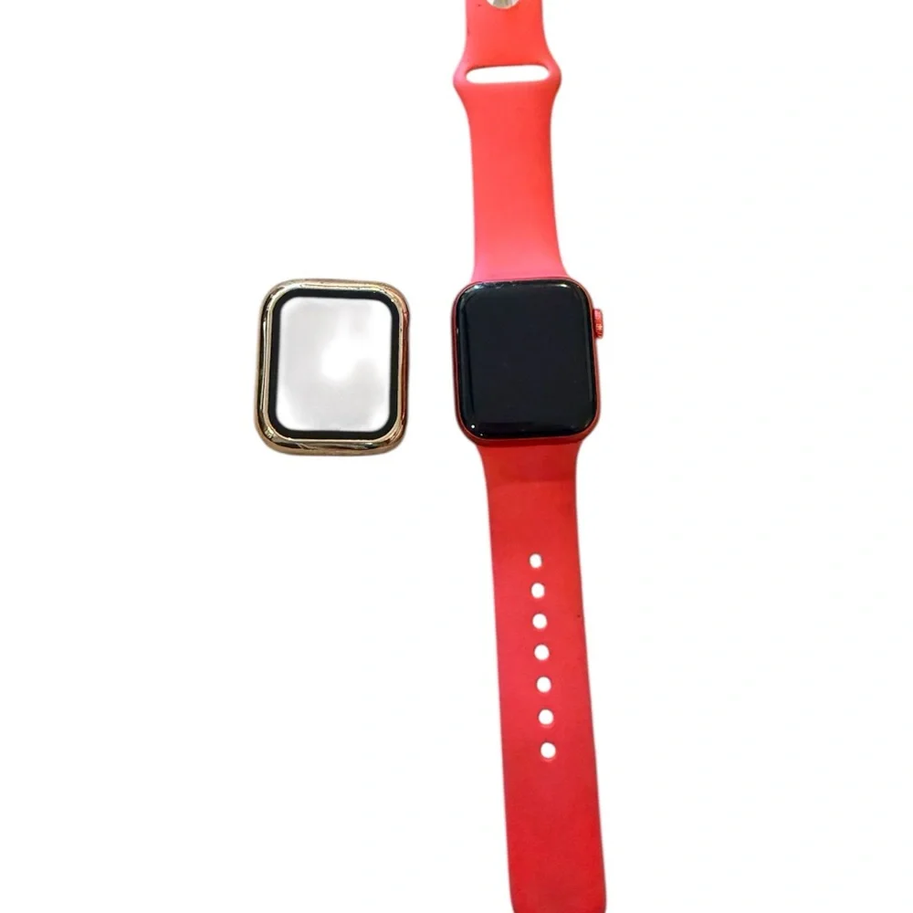 Apple Smartwatch Red Aliminun Case Red with Red Sport Band 44mm free case